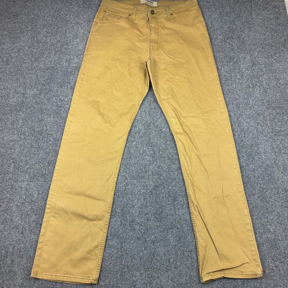 Wrangler Authentics Mens Size 32x32 Straight Leg 5-Pocket Stretch Pants Tan